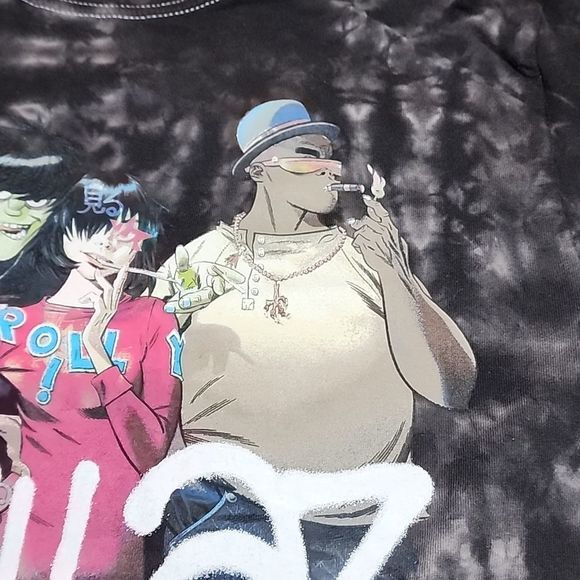 Gorillaz Unisex Tie Dye Band Tee Black‎ Acid Wash M - Picture 3 of 8